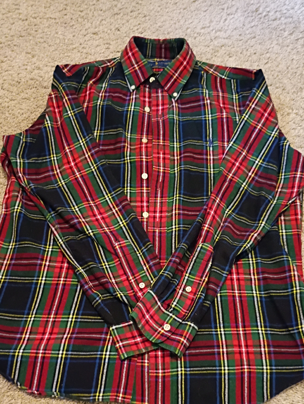 Ralph Lauren Red, Green & Navy Plaid Button-Down Shirt
